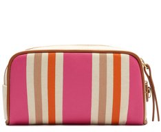 Necessaire Pequena Lona Tricolor Rosa e Laranja