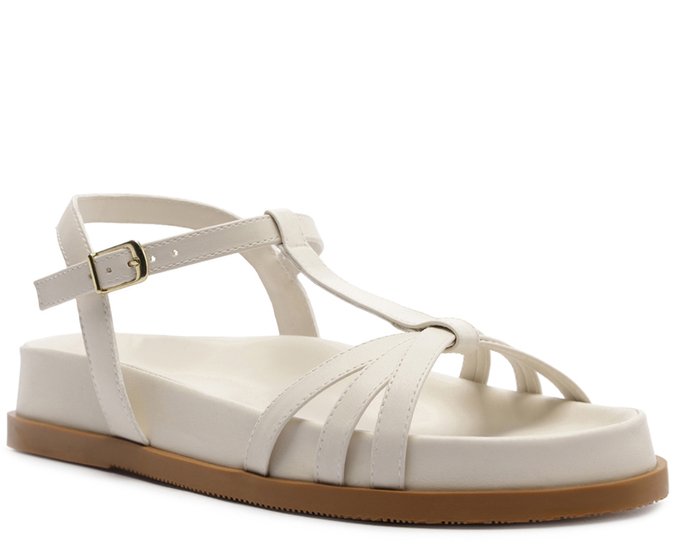 Sandália Papete Minimalista Tiras Finas Branca