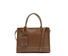 Bolsa Tote Média Pespontos Marrom