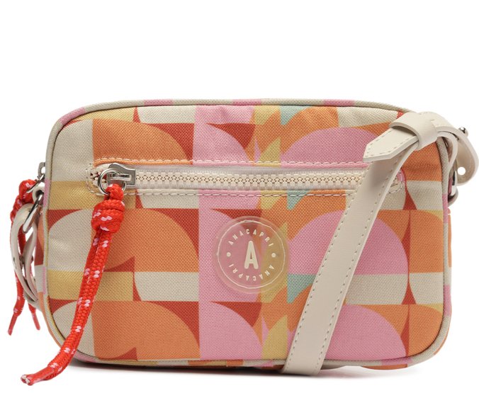Bolsa Tiracolo Média Multicolorida Zíper Atacador