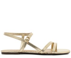 Rasteira Tiras Ivory Dourada
