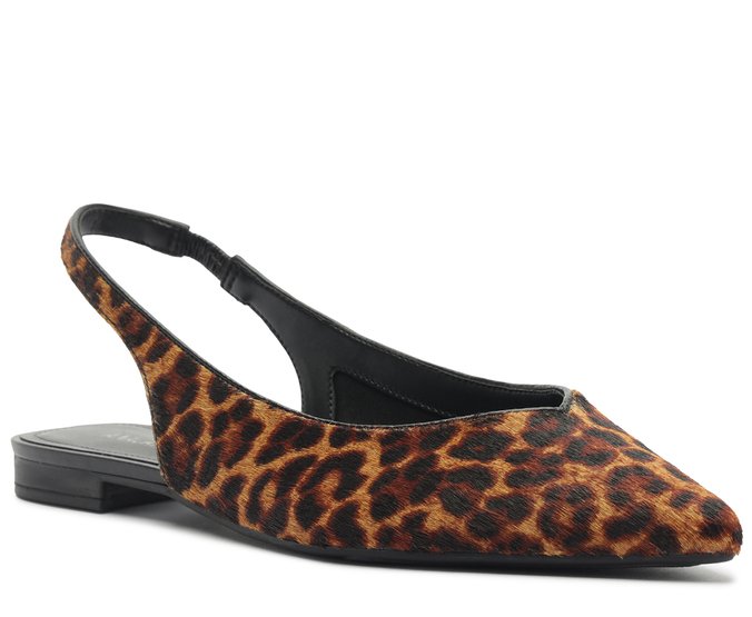 Sapatilha Slingback Bico Fino Animal Print