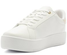 Tênis Sola Alta Listra Lateral Branco E Dourado