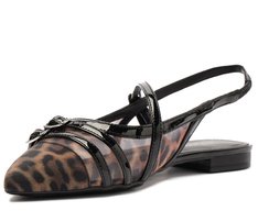 Sapatilha Slingback Transparente Fivela Animal Print