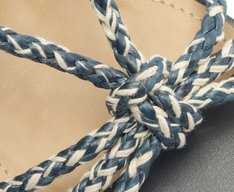 Sandália Tiras Salto Bloco Cordão Natural Azul