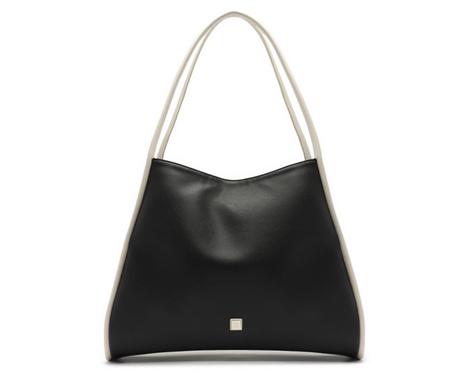 Bolsa Shopping Grande Boho Botão Preta