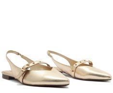 Sapatilha Slingback Tira Única Fivela Dourada