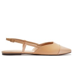 Sapatilha Slingback Ponta Verniz bege