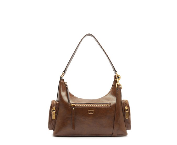 Bolsa Tiracolo Média Bolso Lateral Marrom