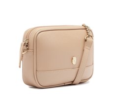 Bolsa Tiracolo Pequena Cápsula Metal Bege