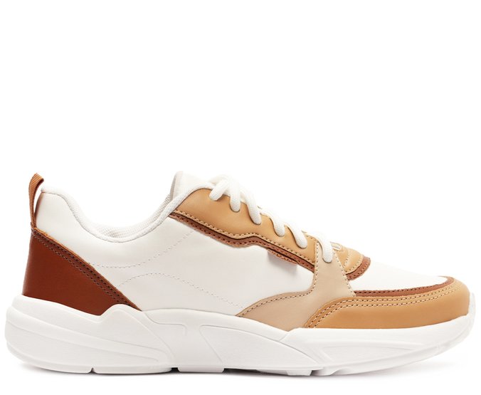 Tênis Sporty Multineutro Branco Detalhe Marrom