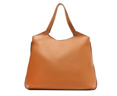 Bolsa Shopping Grande Costura Ornamental Bicolor Marrom
