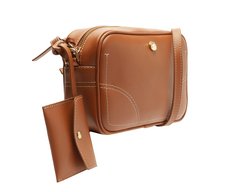 Bolsa Tiracolo Média Costura Ornamental Marrom