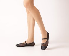 Sapatilha Boneca Tela Fivela Preta