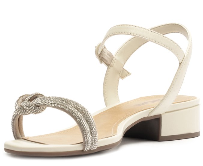 Sandália Tira Nó Glam Salto Branca - 34