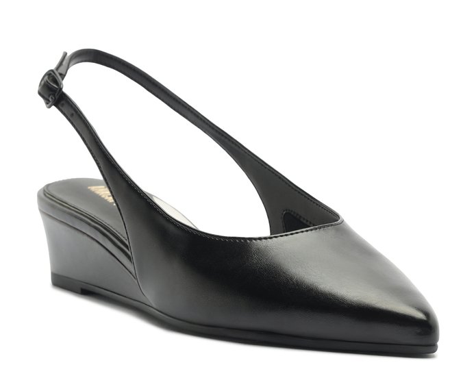 Scarpin Slingback Anabela Bico Fino Preto