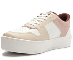 Tênis Listra Lateral Rosa E Branco