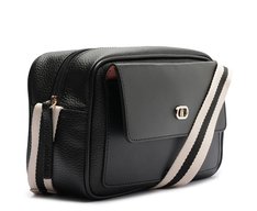Bolsa Tiracolo Média Bolso Frontal Preta