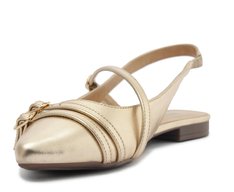 Sapatilha Slingback Fivela Dupla Dourada