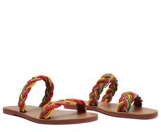 Rasteira Duas Tiras Entrelaçadas Multicolor