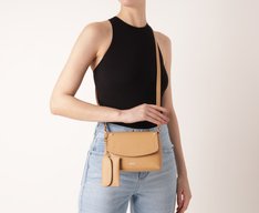 Bolsa Tiracolo Pequena Com Pouch Bege