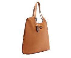 Bolsa Shopping Grande Costura Ornamental Bicolor Marrom