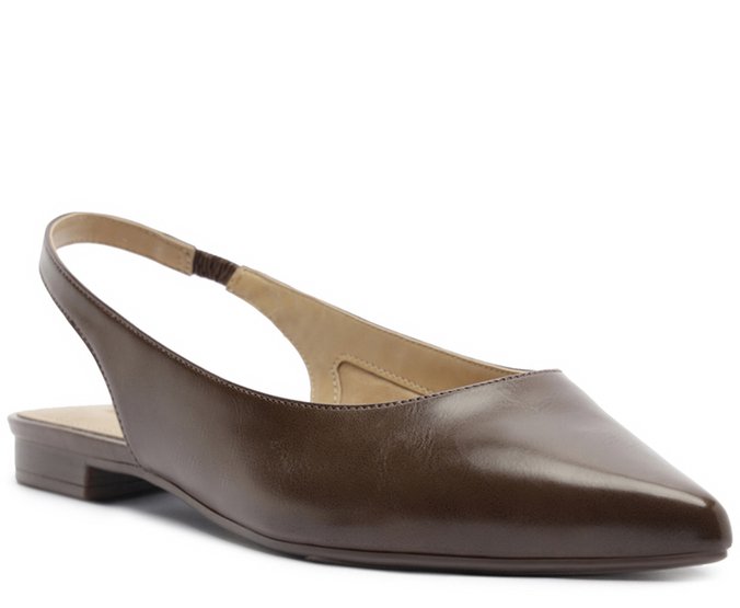 Sapatilha Slingback Bico Fino Marrom