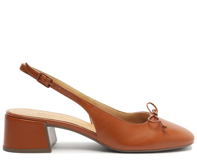 Sapatilha Slingback Laço Minimalista Marrom