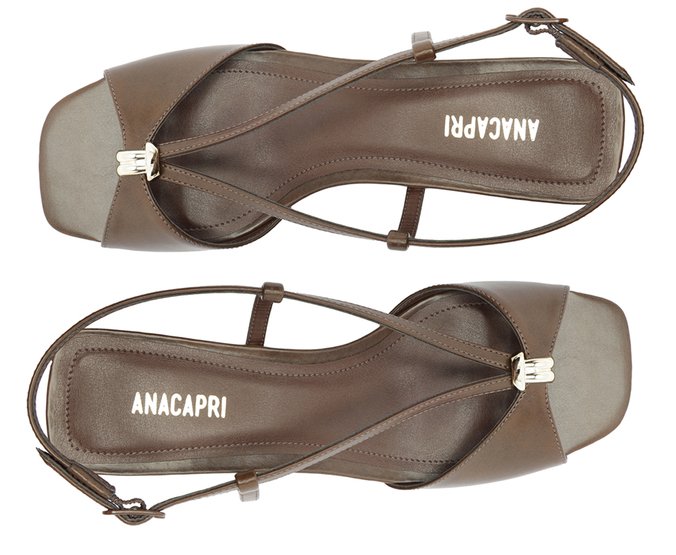 Sandália Peep Toe Tiras Finas Marrom | Anacapri