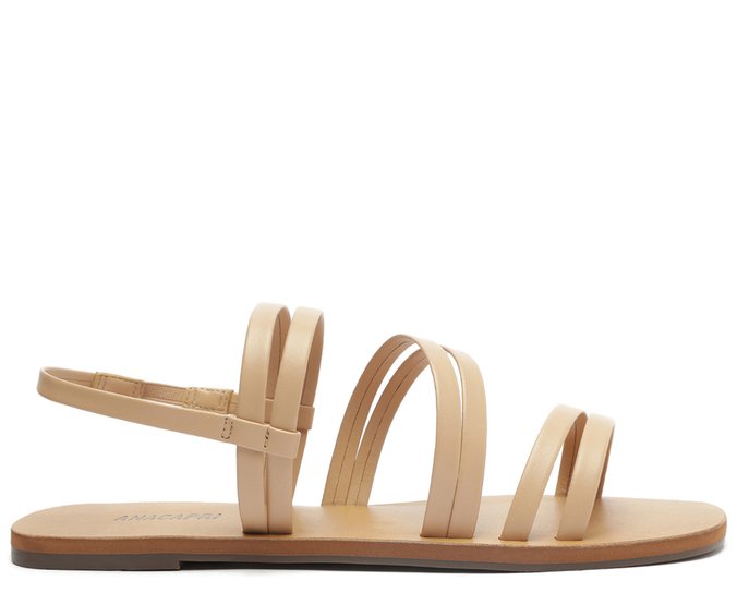 Rasteira Flat Multitiras Bege