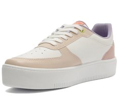 Tênis Branco e Nude Detalhe Multicolorido Pontilhado