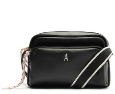 Bolsa Tiracolo Média Com Bolso Zíper Atacador Preta