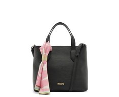 Bolsa Tote Média Lenço Estampado Preta