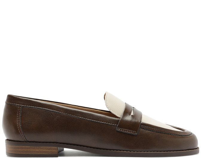 Mocassim Gardena Marrom e Branco Off