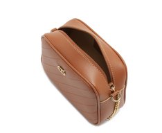 Bolsa Tiracolo Pequena Arredondada Porta Cartão Marrom