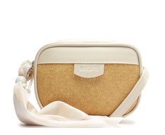 Bolsa Tiracolo Média Raffia Com Lenço Branca