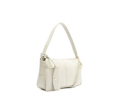 Bolsa Tiracolo Baguete Média Costura Ornamental Branca