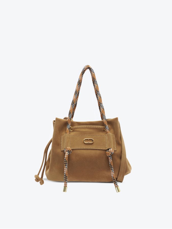 Bolsa Bucket Pequena Cordão Bege
