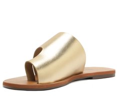 Rasteira Lisa Couro Dourada