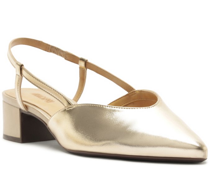 Sapatilha Slingback Ponta Fina Dourada
