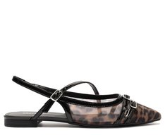 Sapatilha Slingback Transparente Fivela Animal Print