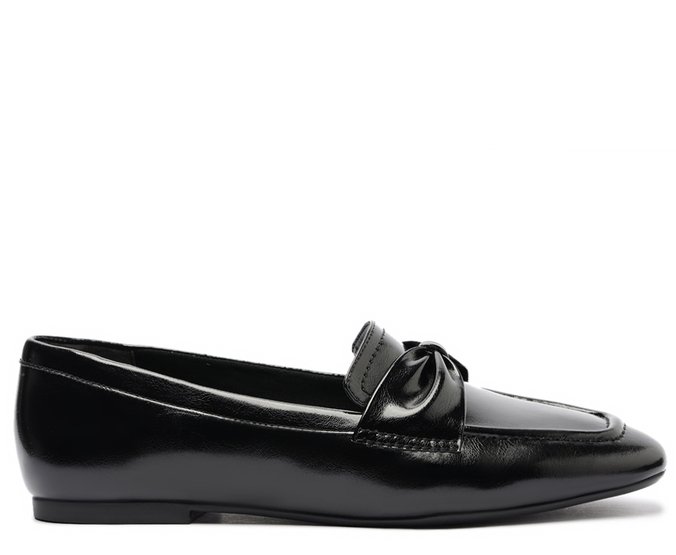 Mocassim Laço Bico Quadrado Preto