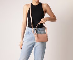 Bolsa Tiracolo Pequena Baguete Bege