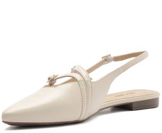 Sapatilha Slingback Bico Fino Duas Tiras Bege