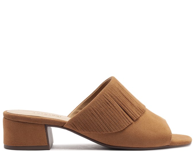 Sandália Mule Franja Bege