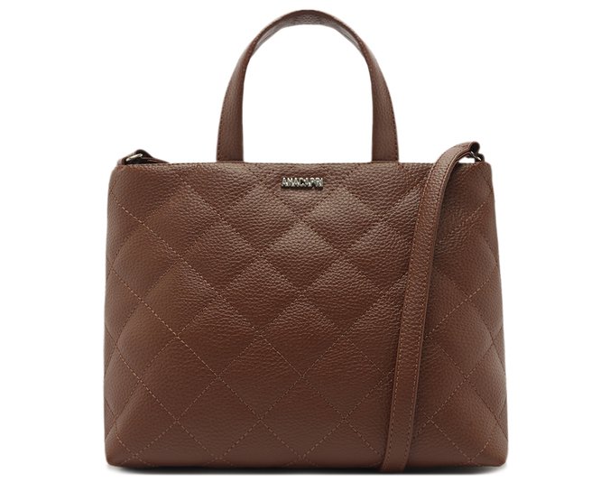 Bolsa Tote Grande Matelassê Triangular Marrom