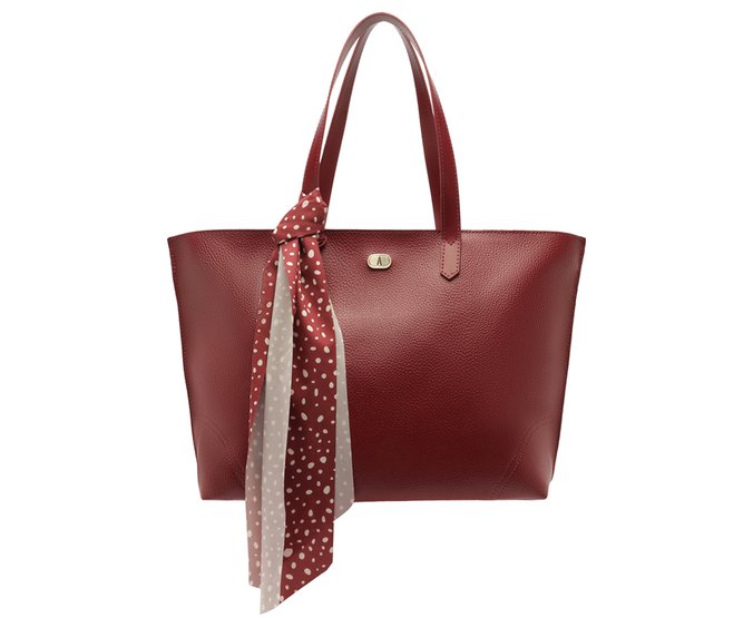 Bolsa Shopping Grande Lenço Pontilhado Vermelha