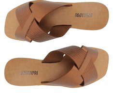Rasteira Tiras Cruzadas Metal Couro Bronze