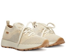 Tênis de Amarrar Knit Brilhoso Nude Lavínia