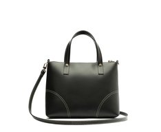 Bolsa Tote Média Costura Ornamental Preta